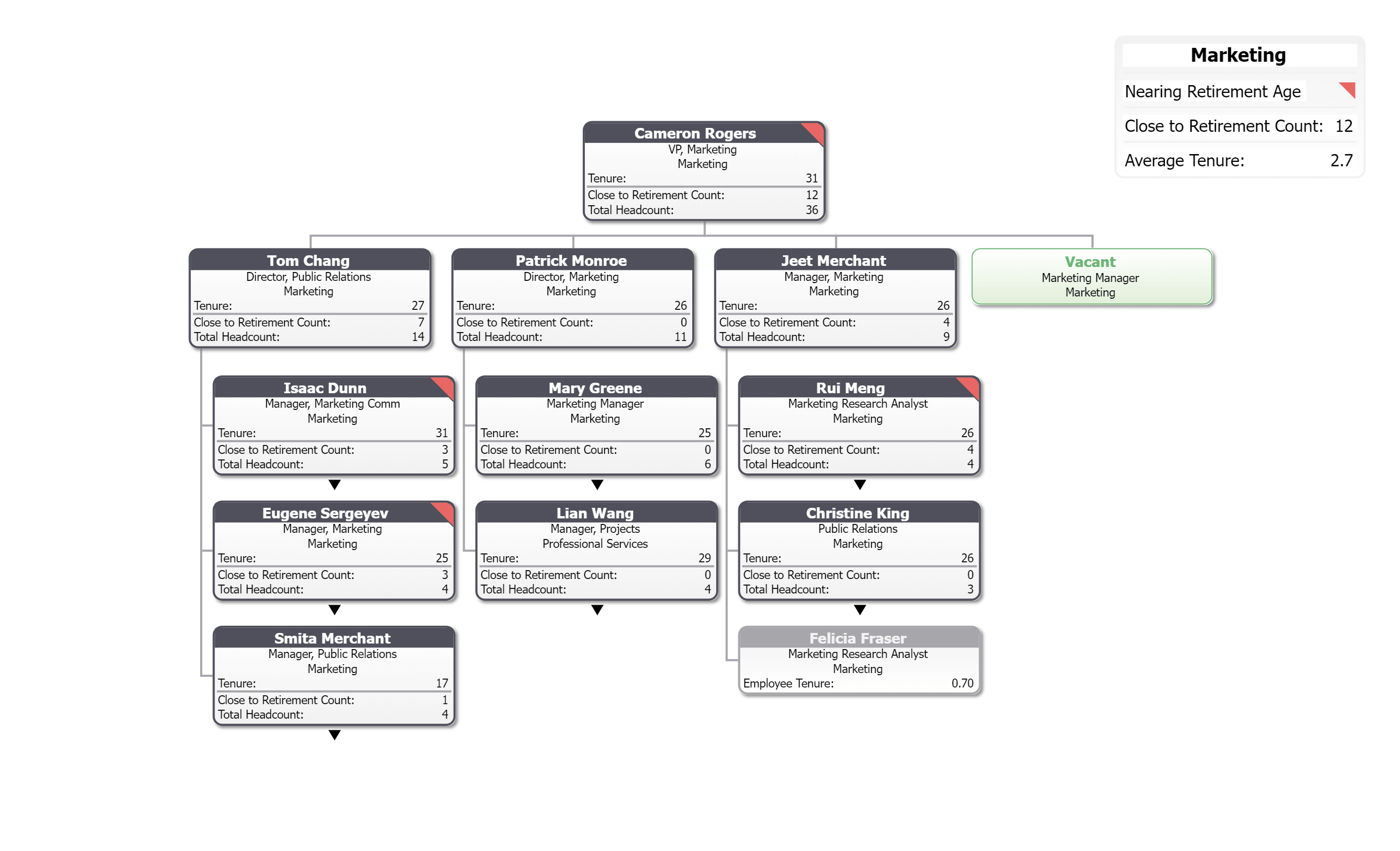 Org Chart Showing Retirement Age