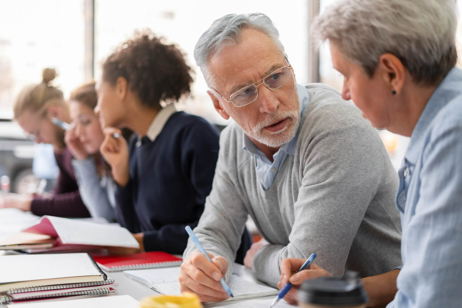 College professors collaborating